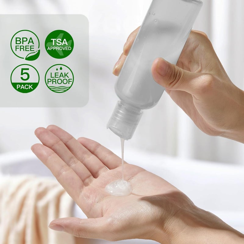 owlyee Travel Bottles for Toiletries 3.4 oz - Travel Size Containers for Shampoo Plastic - Small Empty Lotion Squeeze Bottle for Liquid TSA Approved - Leak Proof Mini Conditioner Refillable Clear 100ml - Image 2
